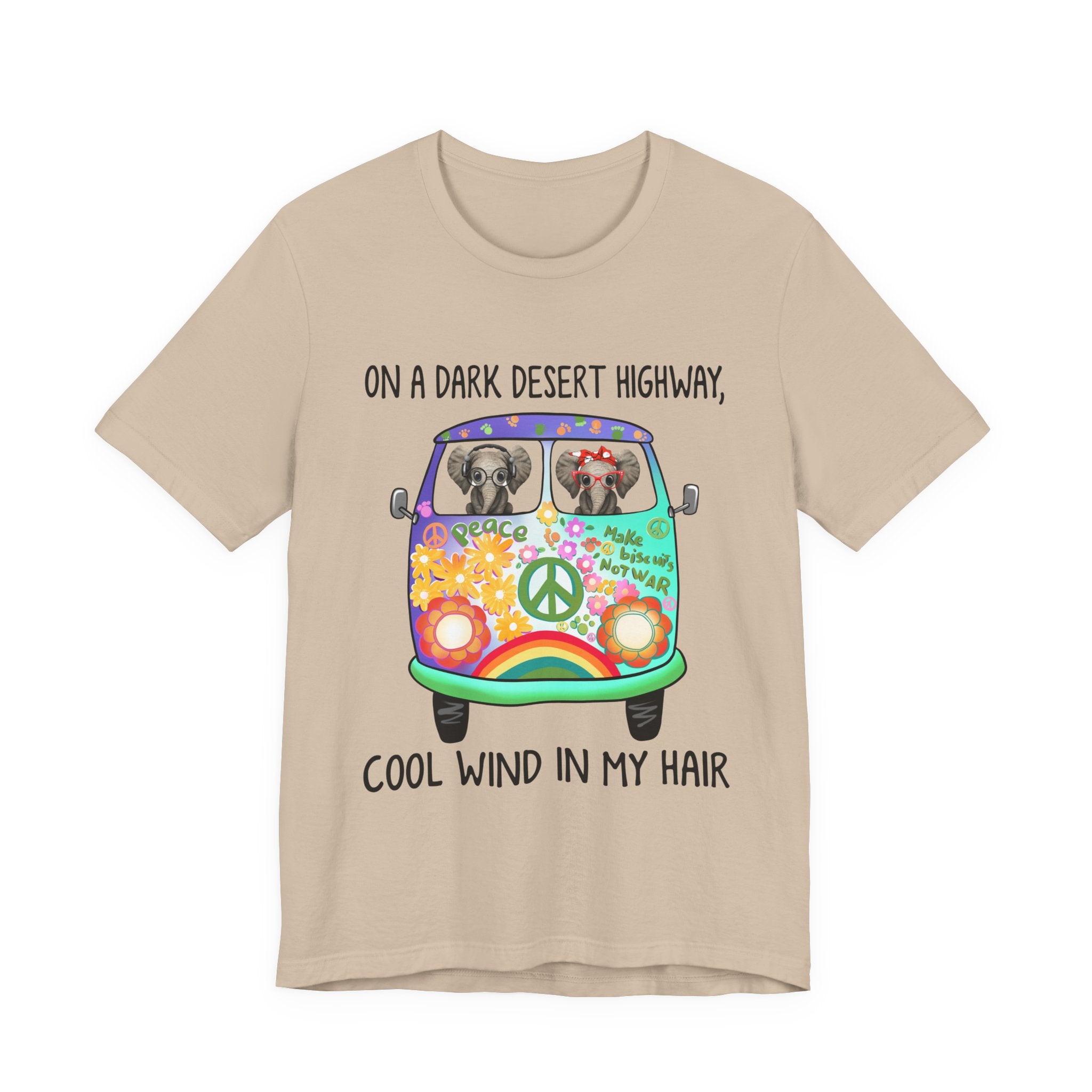 On A Dark Desert Highway Elephants T-Shirt | Hippie Elephant Gift