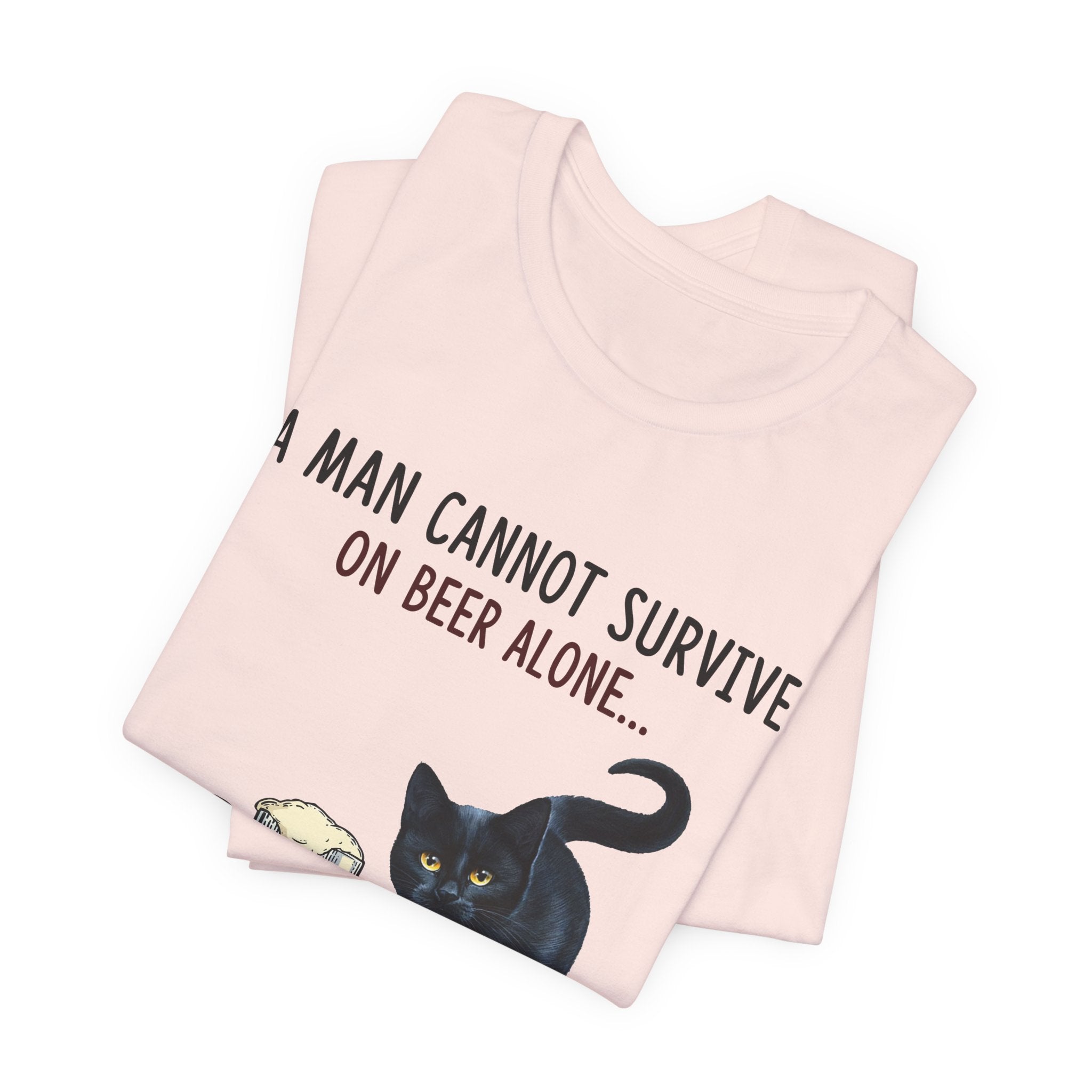 Beer Alone? Man Needs A Cat T-Shirt | Funny Cat Dad Gift