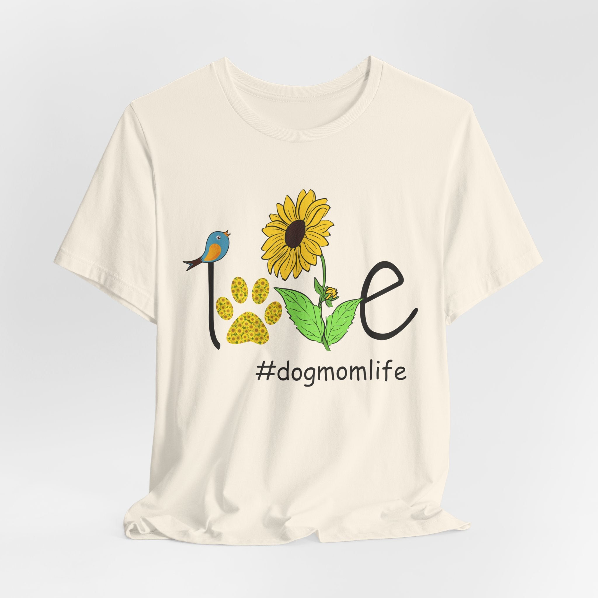 Sunflower Paw Print 'I Love Dog Mom Life' T-Shirt | Dog Mom Gift