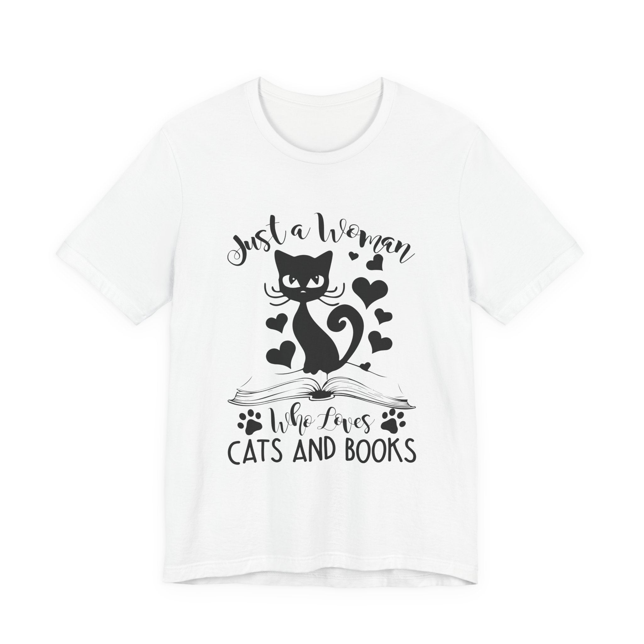 Just a Woman Who Loves Cats & Books T-Shirt | Cat Lover Gift