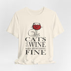 Cats And Wine Make Everything Fine T-Shirt | Cat Lover Gift