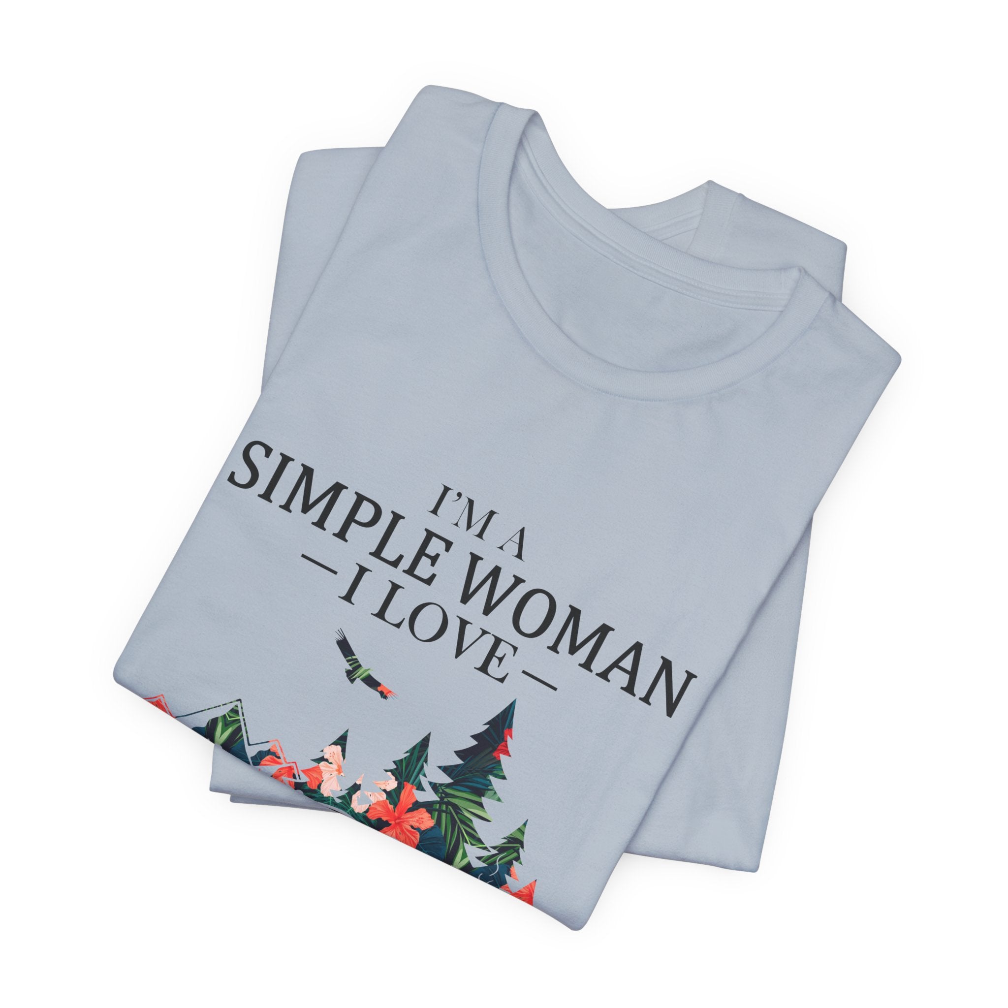 Simple Woman Loves Camping Dogs Wine T-Shirt | Woman Camper Gift