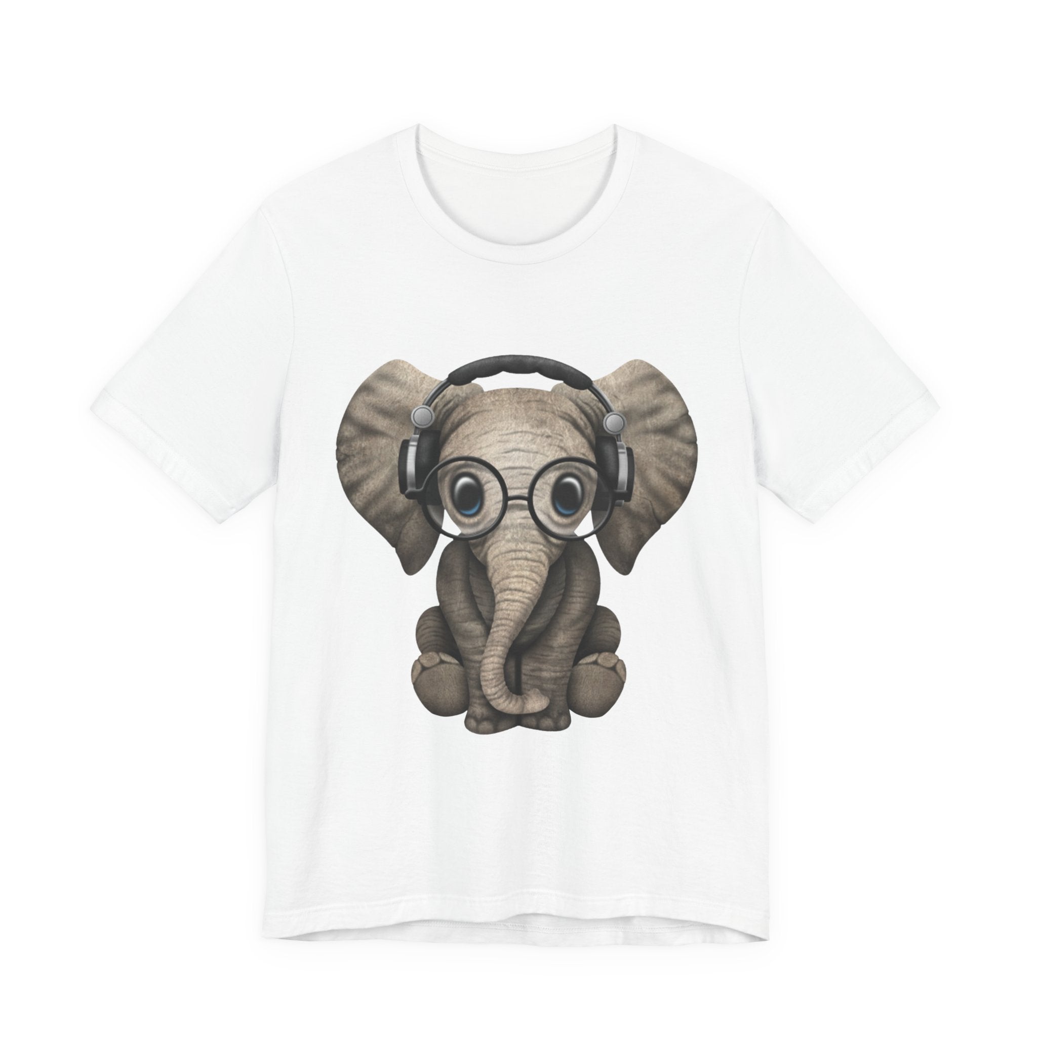 Nerdy Elephant with Headphones T-Shirt | Elephant Lover Gift
