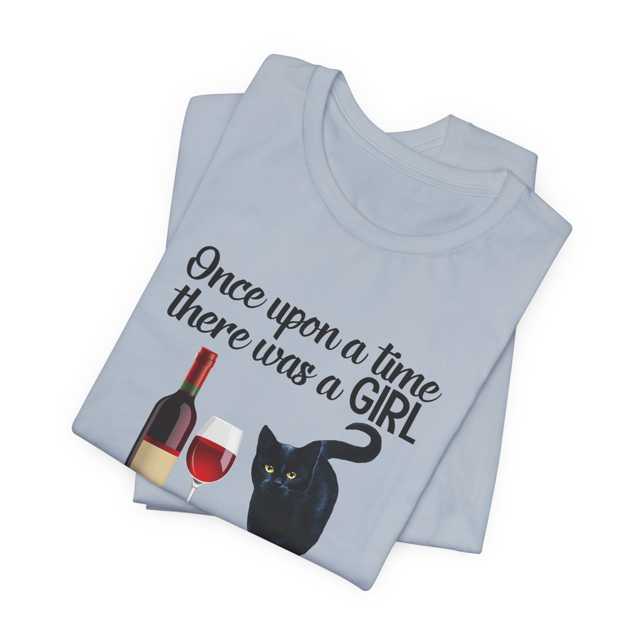 Once Upon A Time Cat & Wine T-Shirt | Cat Lover Gift for Her