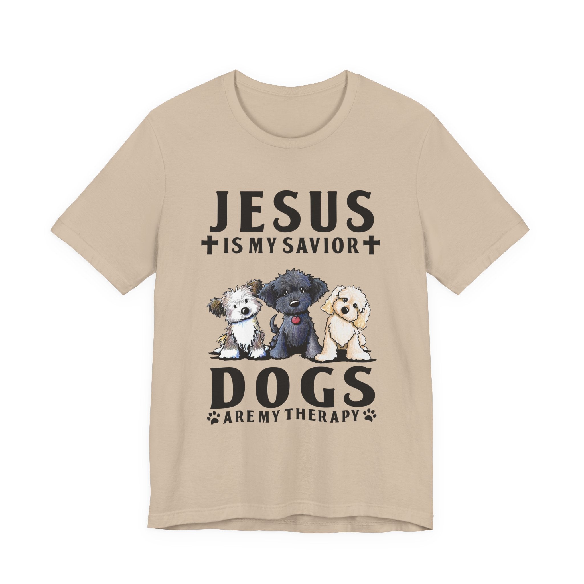 Jesus Is My Savior Dogs Are My Therapy T-Shirt | Christian Dog Lover Gift
