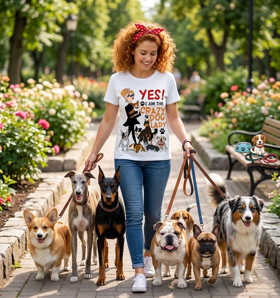 Crazy Dog Lady T-Shirt | Funny Dog Mom Gift for Pet Lovers