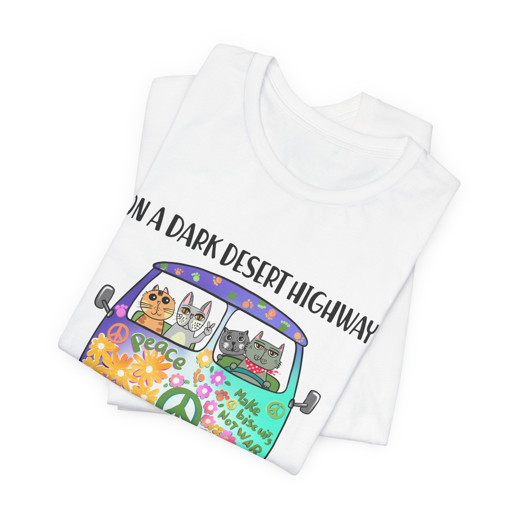 Dark Desert Highway Cats T-Shirt | Groovy Cat Lover Gift