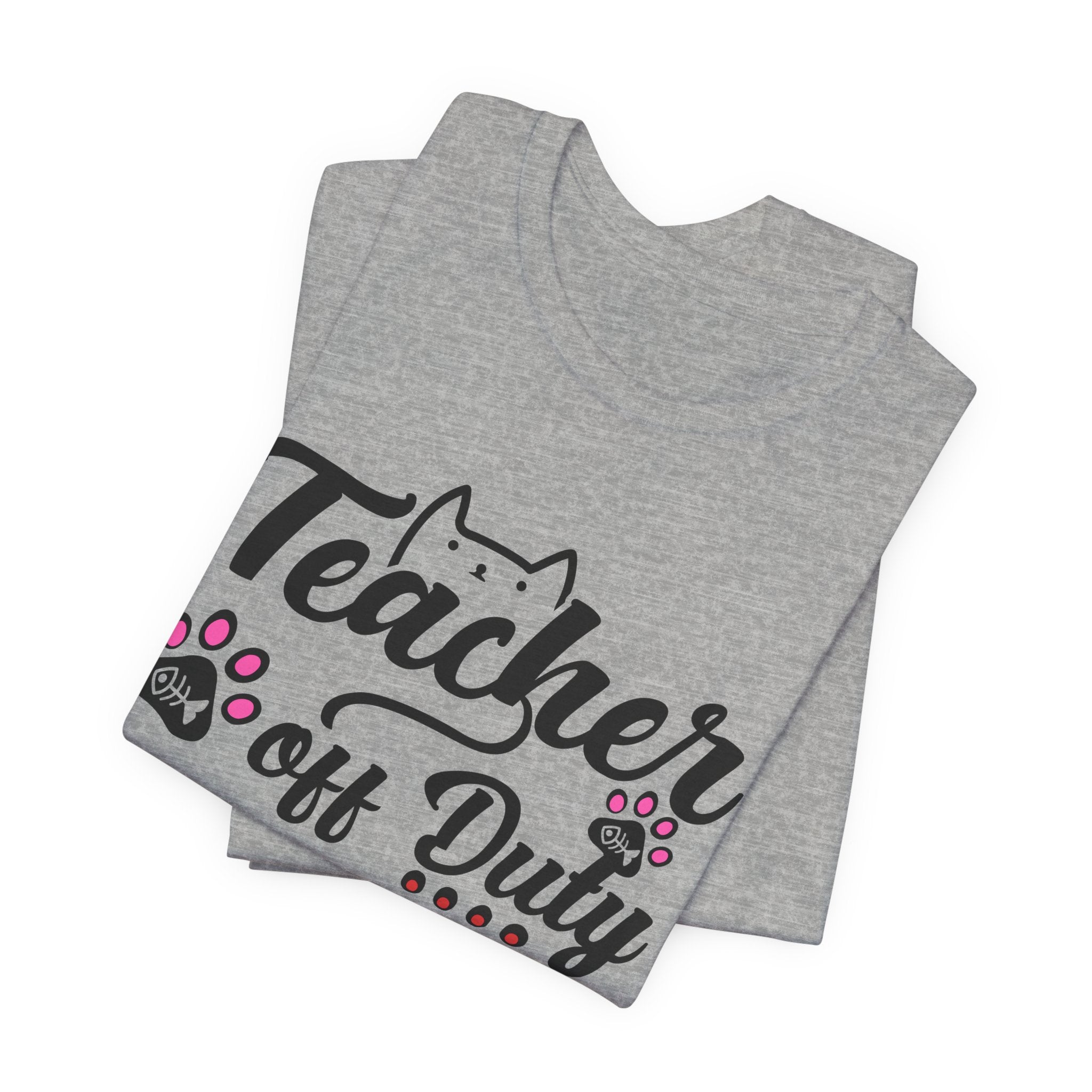 Teacher Off Duty Promoted to Stay at Home Cat Mom T-Shirt | Cat Mom Gift