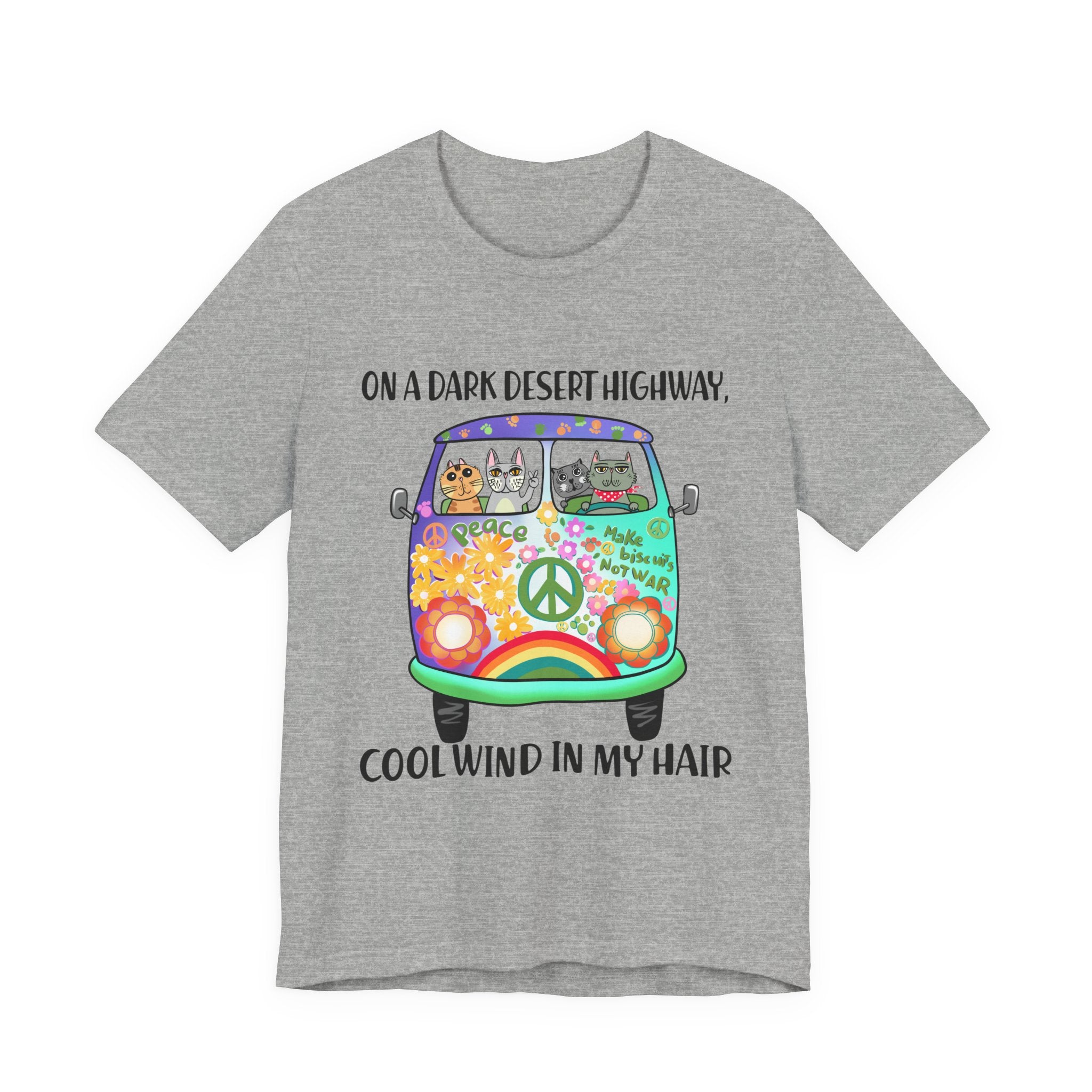 Dark Desert Highway Cats T-Shirt | Groovy Cat Lover Gift