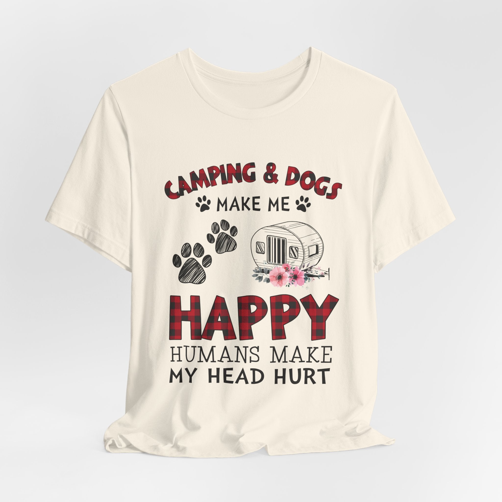 Camping & Dogs Make Me Happy T-Shirt | Camper Dog Lover Gift