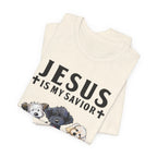 Jesus Is My Savior Dogs Are My Therapy T-Shirt | Christian Dog Lover Gift