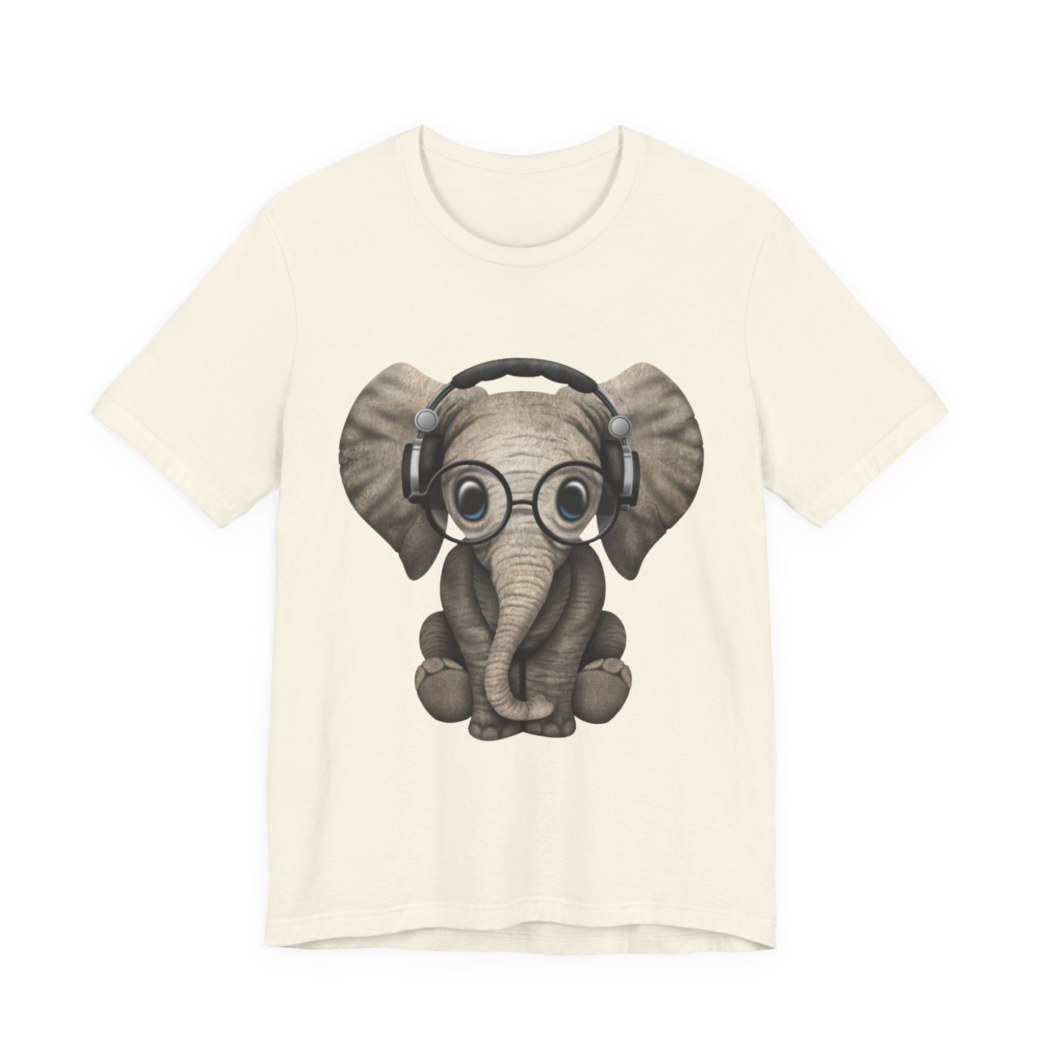 Nerdy Elephant with Headphones T-Shirt | Elephant Lover Gift