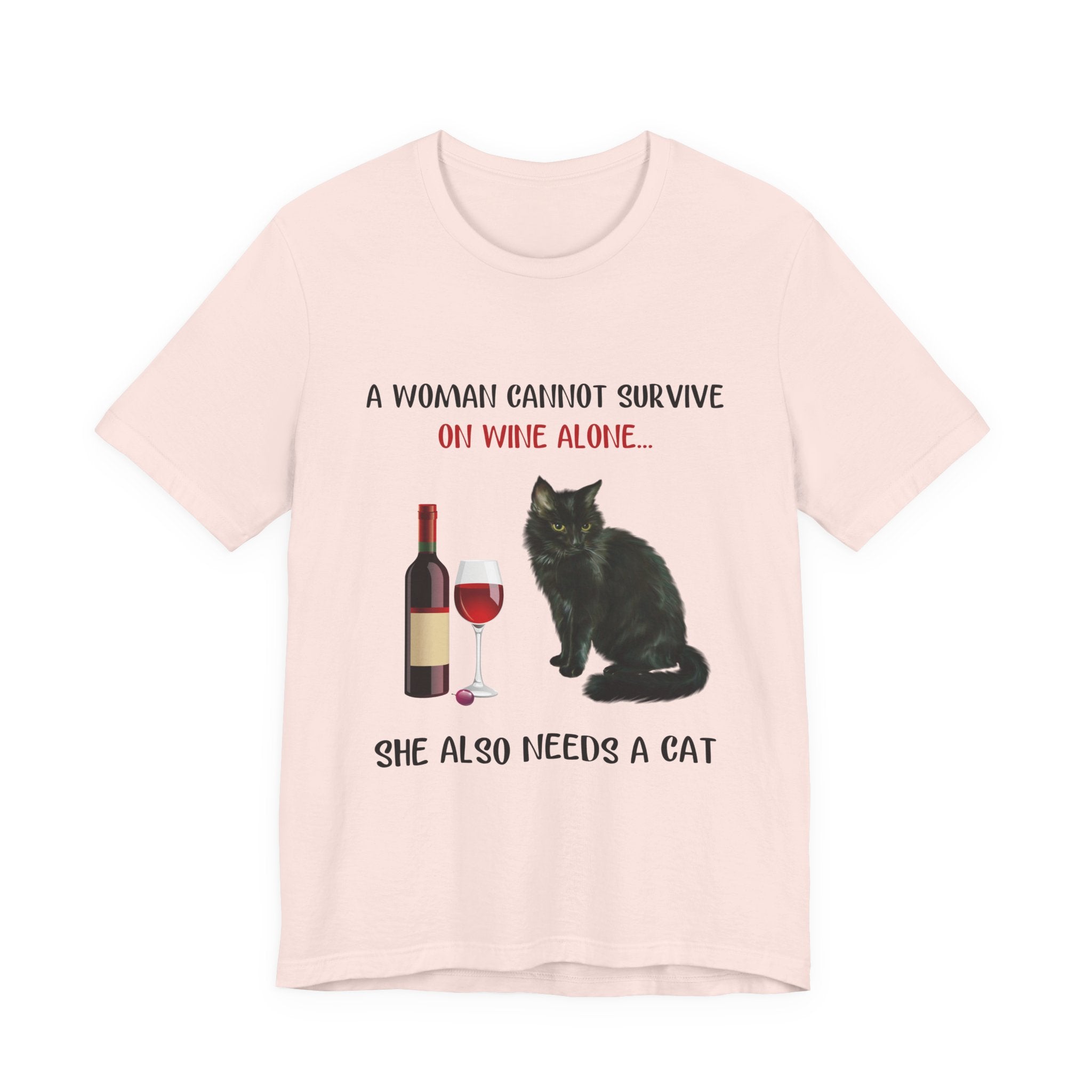 Wine & Cat Lover T-Shirt | Funny Cat Mom Gift