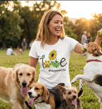Sunflower Paw Print 'I Love Dog Mom Life' T-Shirt | Dog Mom Gift
